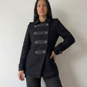 Vintage High Neck Wool Military Peacoat Office Siren Archive